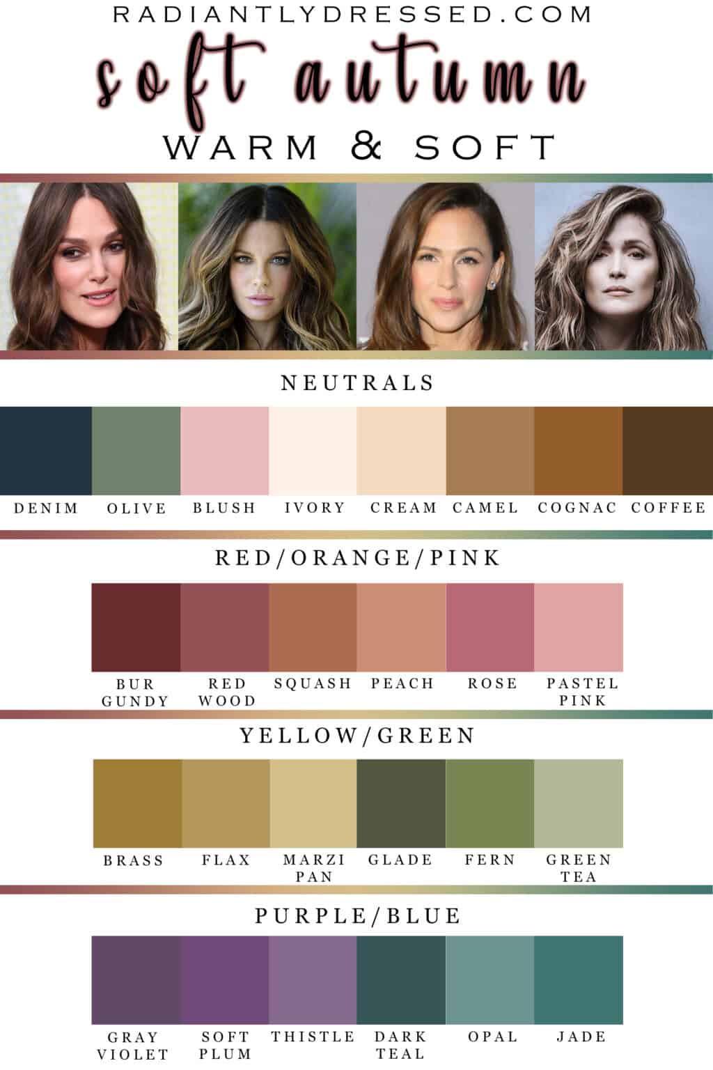 soft autumn color palette hair