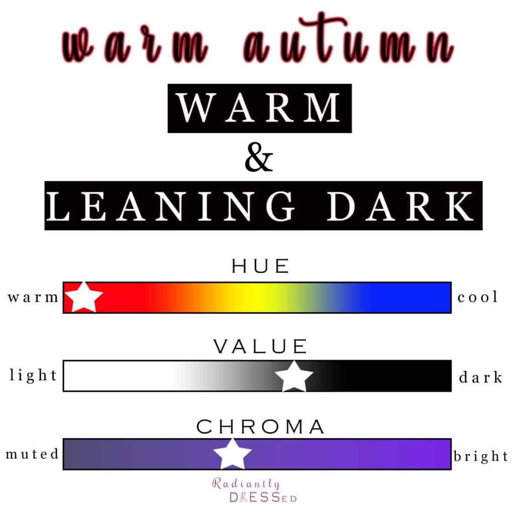 Warm autumn is overall warm, leaning dark and soft