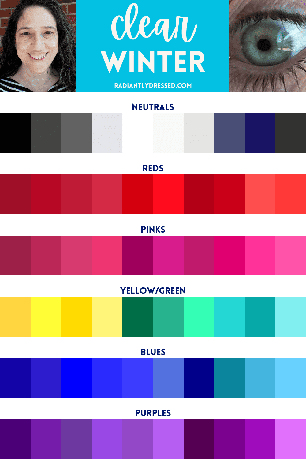 Seasonal Color Analysis Palette with Best Colors for Winter