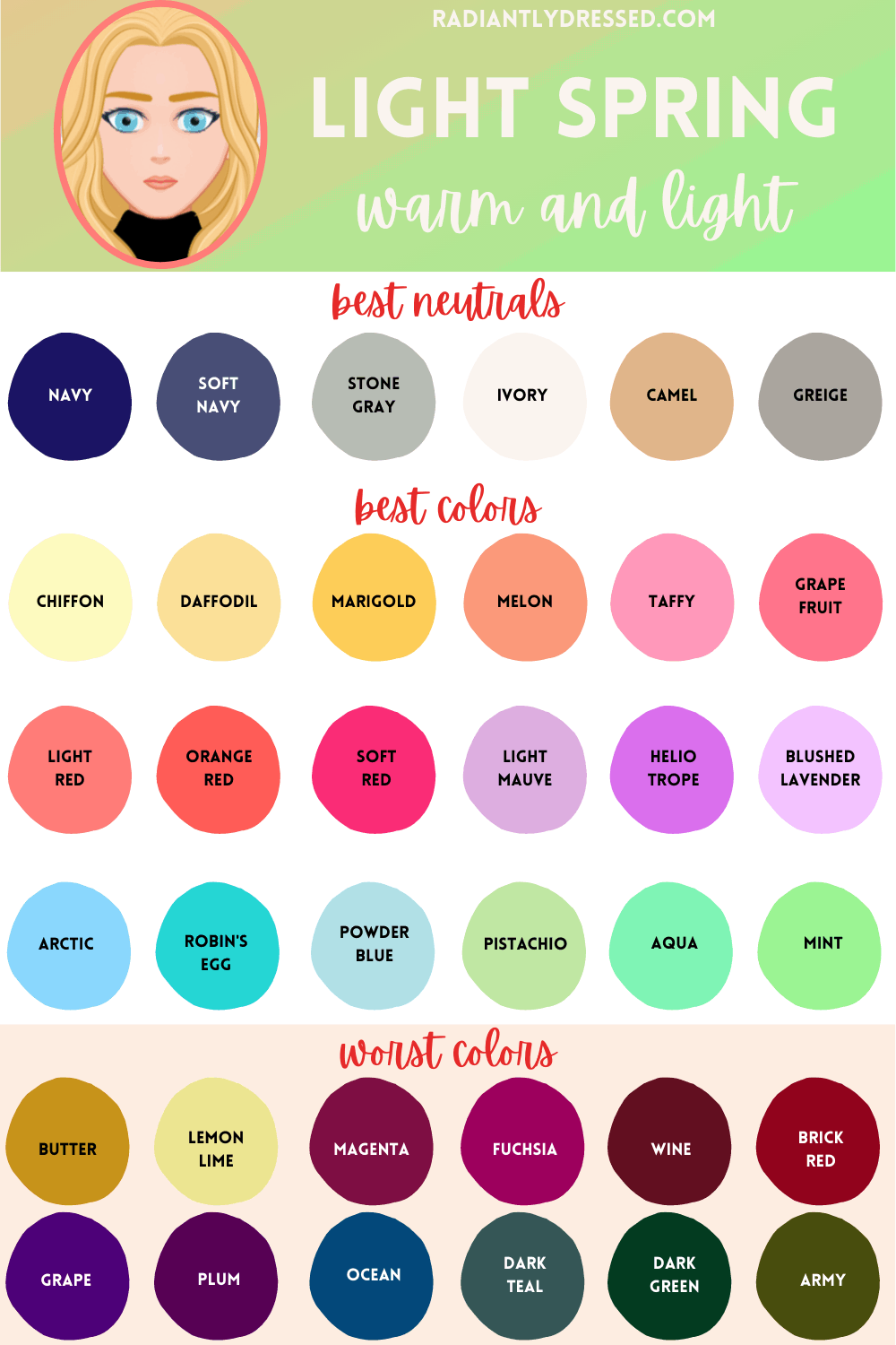 light spring colors to avoid