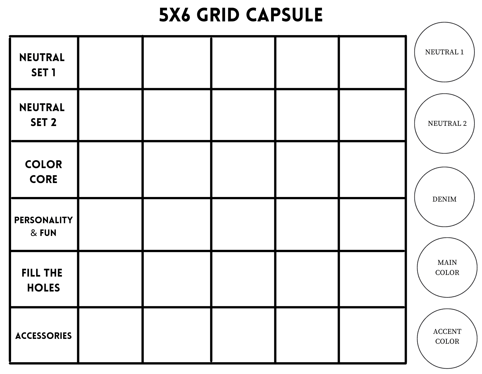 Grid Capsule Wardrobe Template