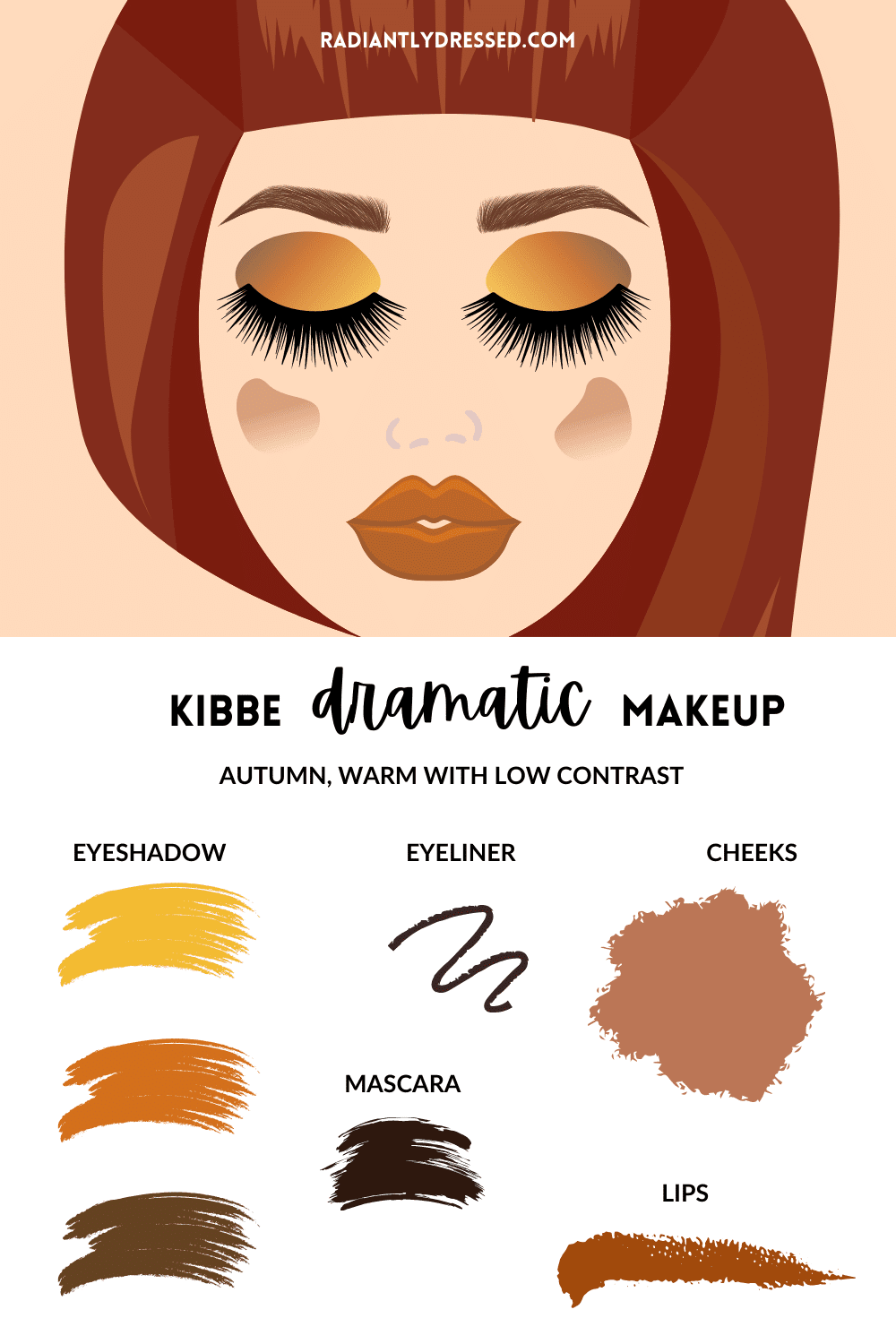Kibbe Dramatic Makeup for Autumn Color Season