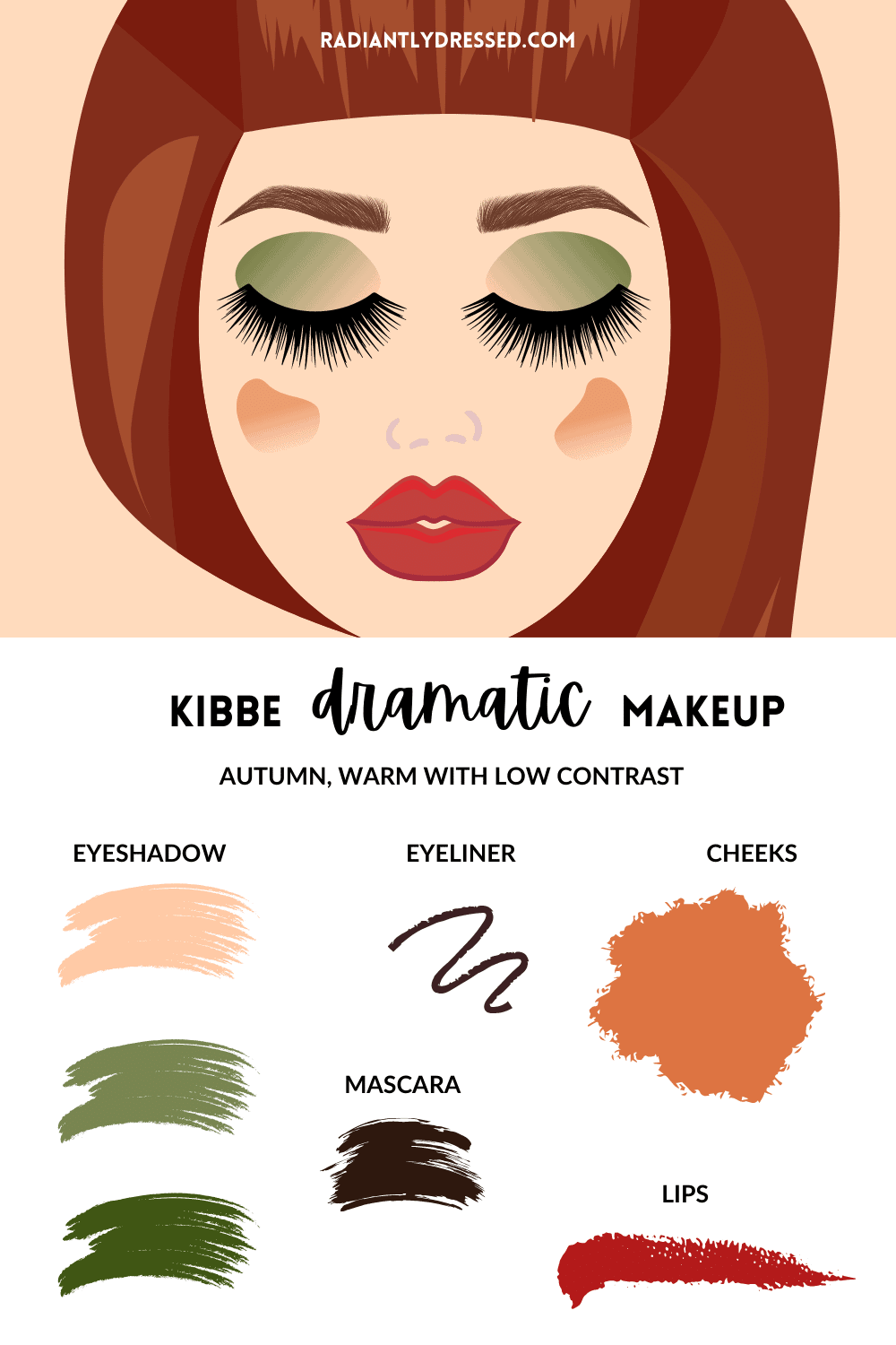Kibbe Dramatic Makeup for Autumn Color Season