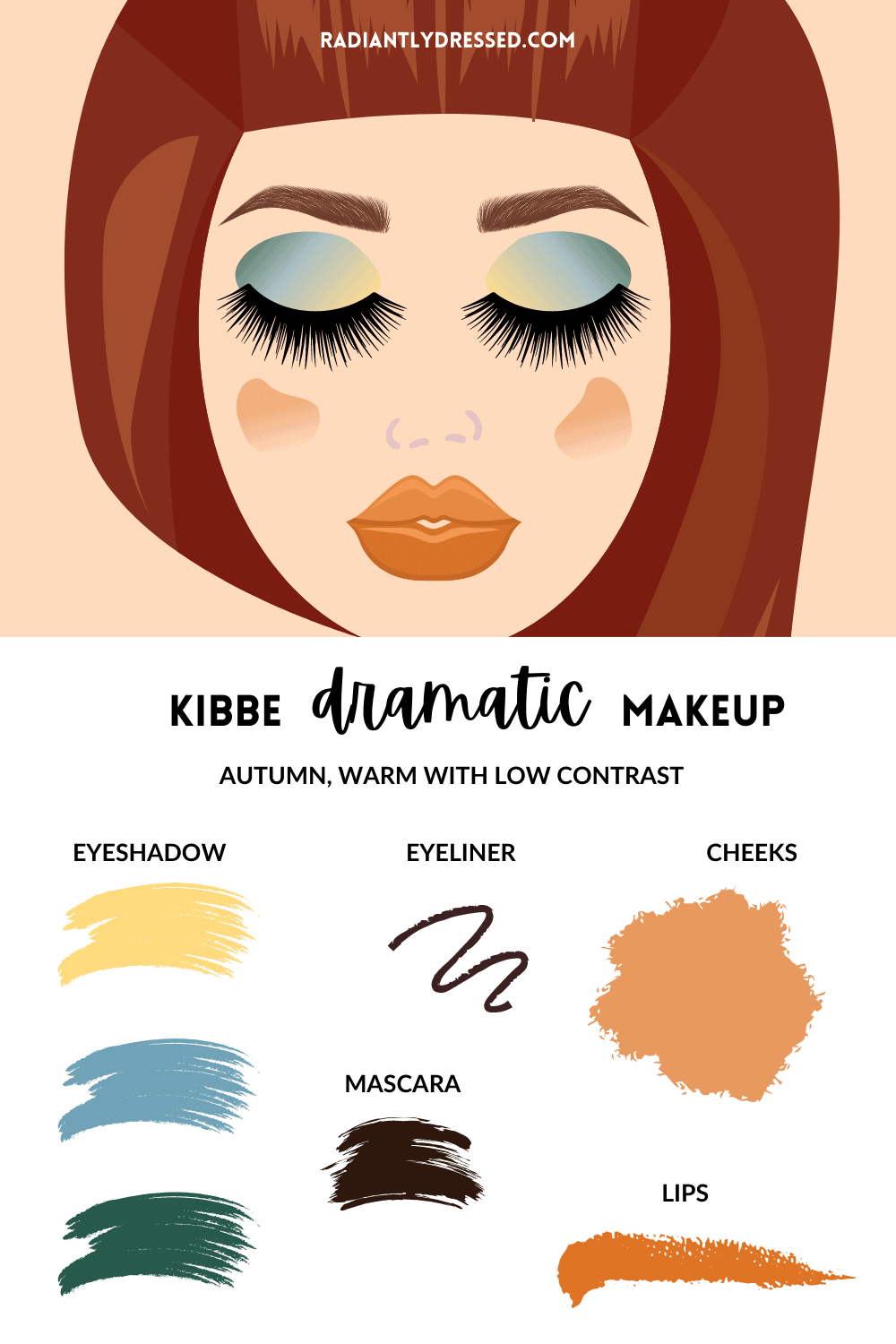 Kibbe Dramatic Makeup for Autumn Color Season