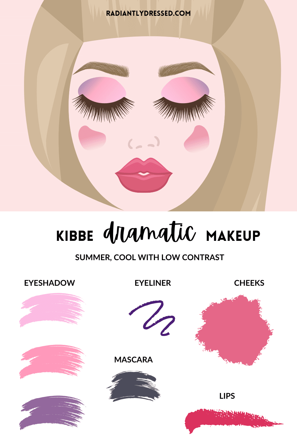 Kibbe Dramatic Makeup for Summer Color Season