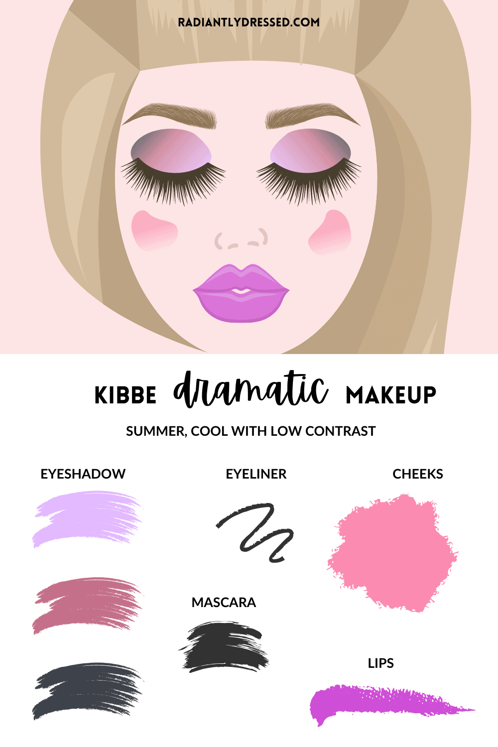 Kibbe Dramatic Makeup for Summer Color Season