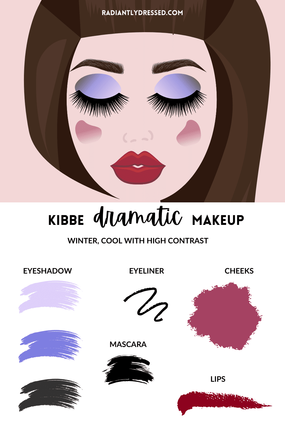 Kibbe Dramatic Makeup for Winter Color season