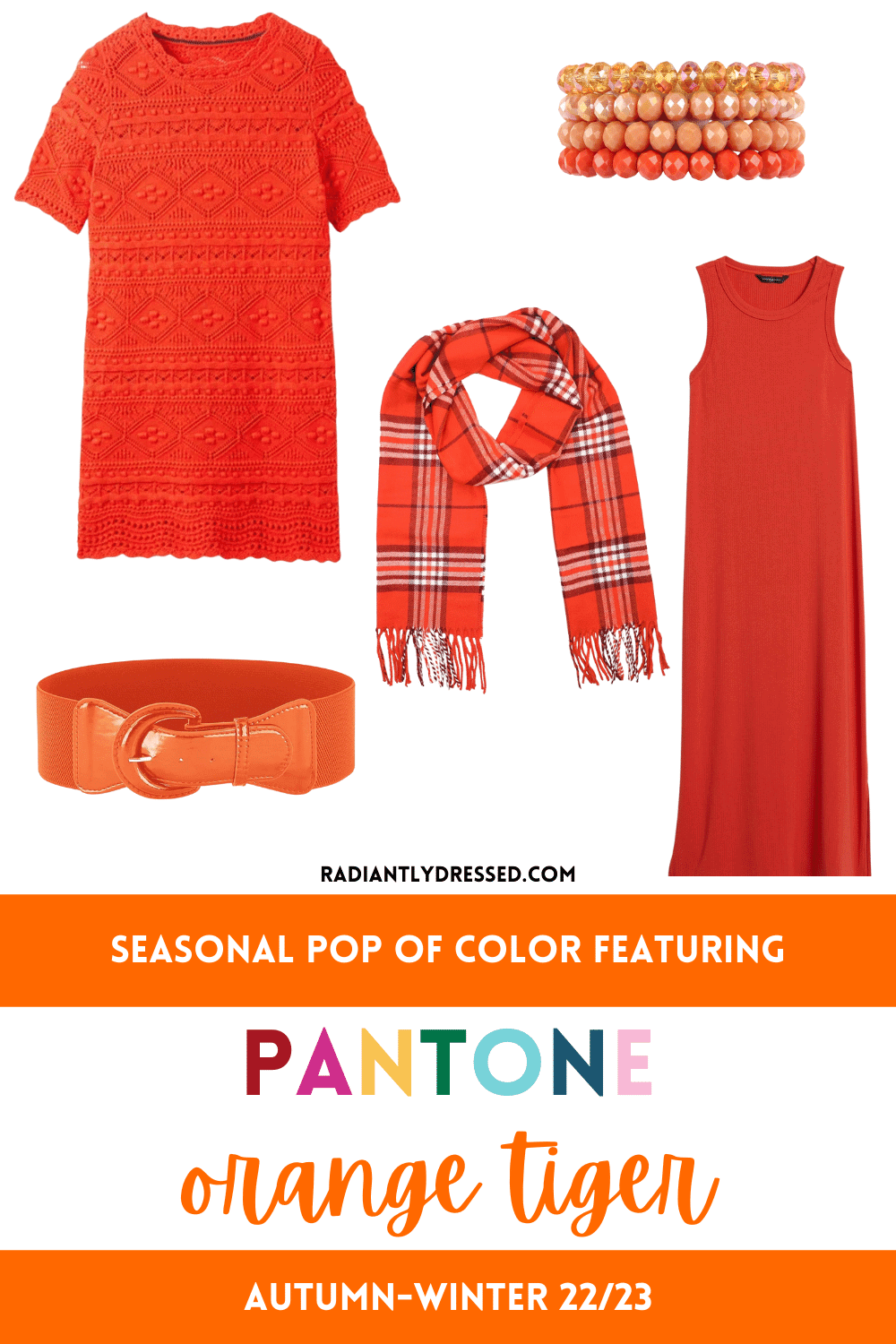 Pantone Orange Tiger Accent Pieces 