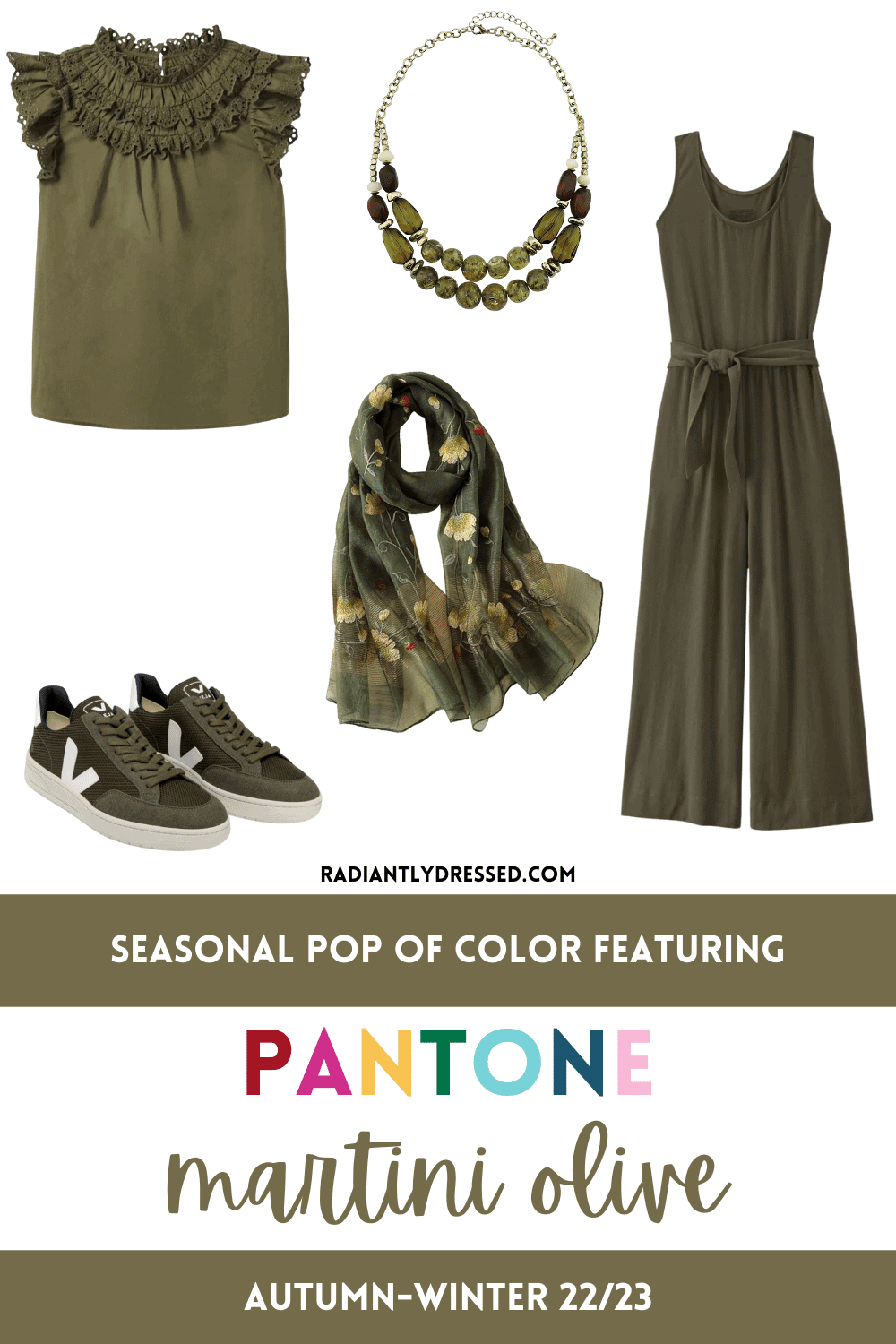 Pantone martini olive clothing items