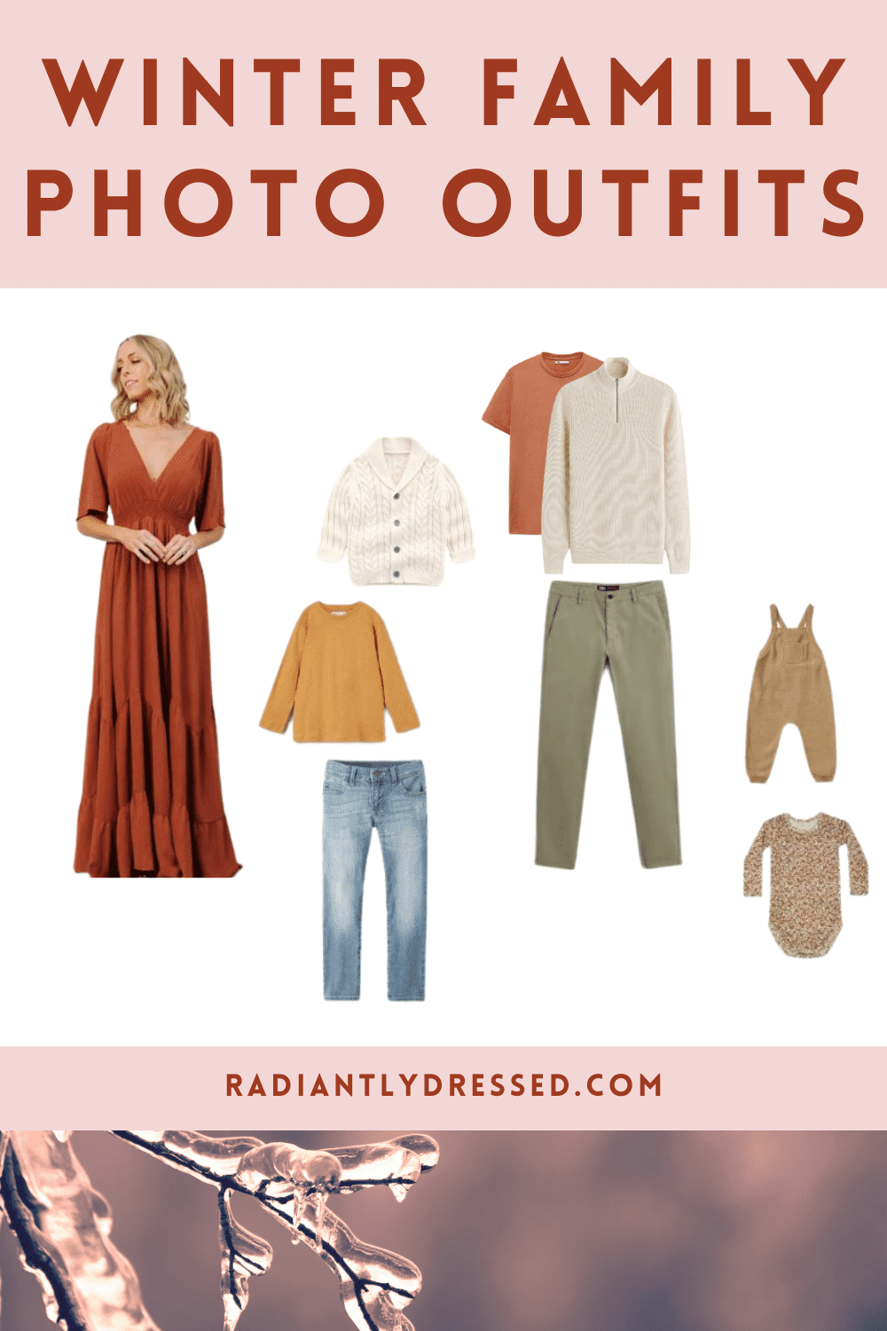 winter family photo outfits rust and olive