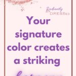 your signature color creates a striking harmony on light pink background with sparkles