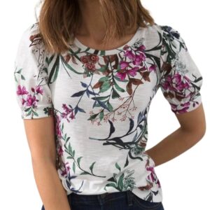 floral puff sleeve tee chicos for 5 piece french wardrobe shopping list