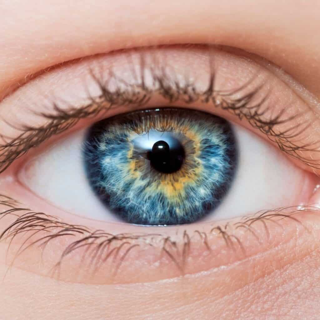 Premium Photo | A close up of a person's eye with a white ring around the  pupil.